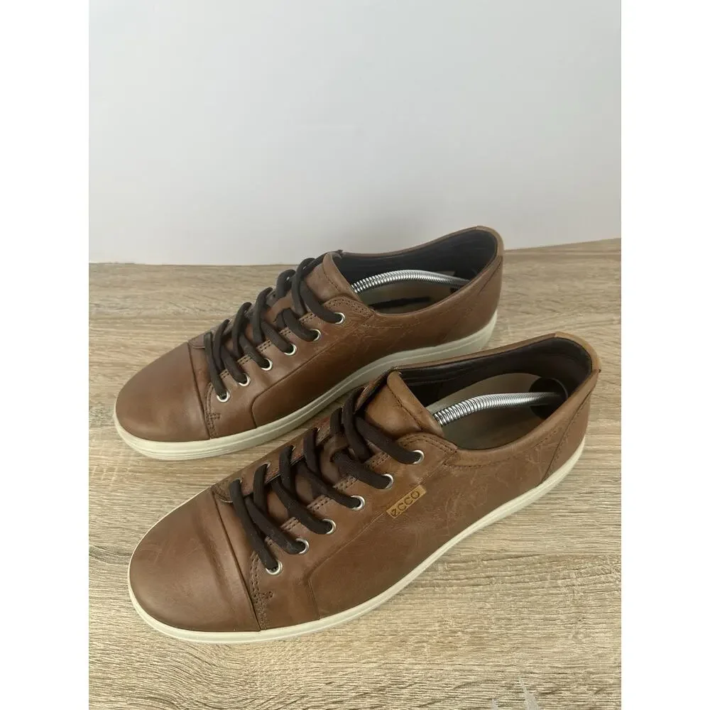 ECCO Men’s Brown Leather Sneakers EU 46 US 12-12.5 Comfort Casual Lace Up